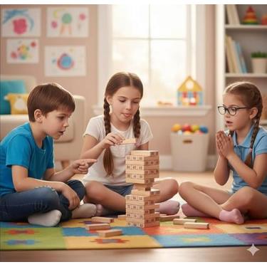 Imagem de Torre de Equilíbrio em Madeira, Jogo Educativo para Crianças 3+ Anos, 24 Peças Empilháveis, Brinquedo Montessori para Desenvolvimento de Coordenação Motora