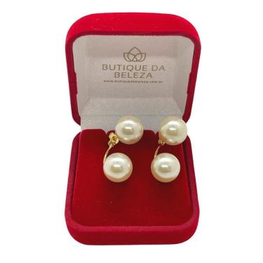 Imagem de Brinco folheado a ouro grace kelly pérolas semijoias em