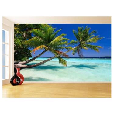 Imagem de Papel De Parede Coqueiros Praia Mar Azul Água 3,5M Npr269