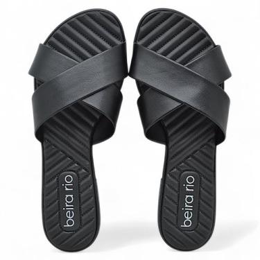 Imagem de Sandalia Rasteira Beira Rio Feminina Casual Conforto Leve, Preto, 37