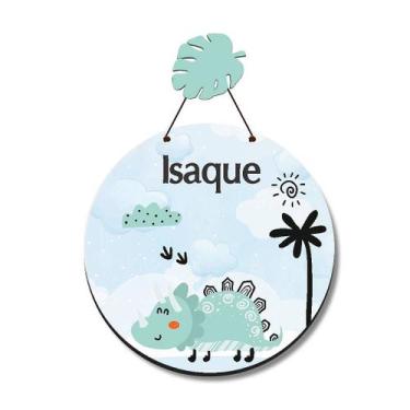 Imagem de Enfeite Porta Maternidade MDF Personalizado Dinossauro Azul - Ideiativ