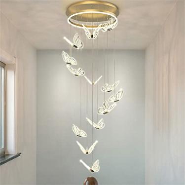 Imagem de Escadaria Duplex Sala de estar Lustre longo voador Restaurante Sala de chá Lustre Quarto principal Lâmpadas feitas na China