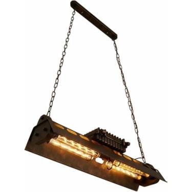 Imagem de WLHAZMWY Candeeiro pendente de casa de fazenda, lustre industrial antigo, pingente em V, candeeiro de teto suspenso de metal, 4 luzes lâmpadas E26