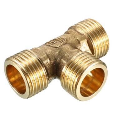 Imagem de uxcell Conexão de tubo de latão 1/2 PT macho rosca T acoplador conector em forma de T