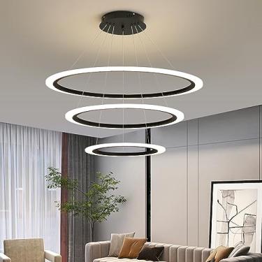 Imagem de Lustres para sala de jantar, luz pendente LED regulável para sala de jantar, 3000K-6000K com controle remoto, lustre moderno