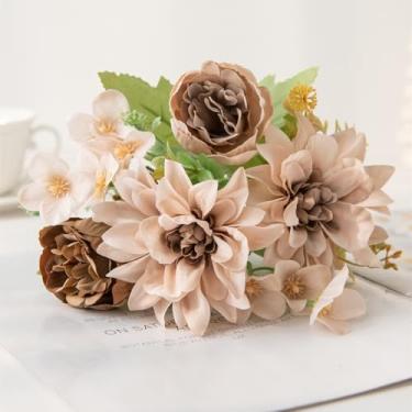 Imagem de 1 peça de flor artificial de seda, peônia, buquê de casamento, decoração para casa, vaso de mesa, caixa faça você mesmo, álbum de recortes (1 peça/2 cores)