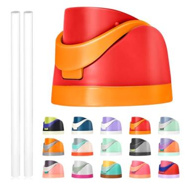 Imagem de Tampa de substituição para Owala Freesip, compatível com Owala Cup 473 ml, 680 g, 946 ml, 1,134 g, acessório de substituição e canudos, à prova de vazamento, livre de BPA (vermelho)