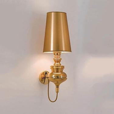 Imagem de Luminária de parede vintage para interior, estilo fazenda, retrô, com fiação, para leitura de quarto, com abajur de tecido em formato de barril, luminária de parede rústica de ferro estilo a