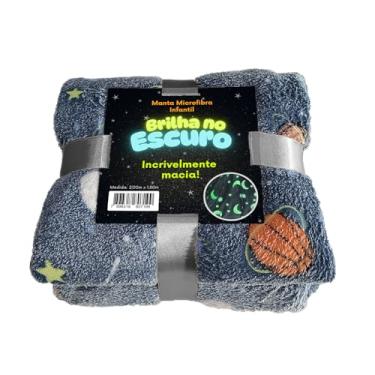 Imagem de Manta Premium Brilha No Escuro Cobertor Solteiro Infantil Microfibra Aveludada, Toque Macio Fluorescente Estampas Divertidas (Futebol e Basquete)