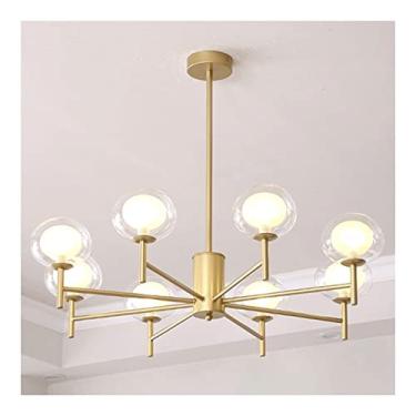 Imagem de Lustre Globo de Vidro Lustre de meados do século Luz Pingente de Metal Hastes Ajustáveis Luminária Pendurada para Fazenda Sala de Jantar Quarto Cozinha Sala de Estar Hall de Entrada (