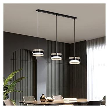 Imagem de Lustre Nordic Restaurant Lustre Loft Estilo Industrial Luz Pendente Três Cabeças Luminária Bar Iluminação LED Hotel Villa (Cor: Quente, Tamanho: 3 Luzes-preto)