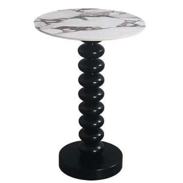 Imagem de Mesa auxiliar mesa de centro de laje de rocha redonda, mesa lateral simples e criativa para sala de estar, apartamento pequeno e moderno, mesa de canto for estúdio e varanda mesa auxiliar para sofá