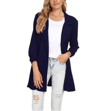 Imagem de Blazer Unifizz feminino de manga 3/4 casual tamanho azul marinho
