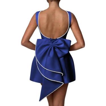 Imagem de Vestido de festa Aosadin Mini Prom Satin azul royal feminino 18W
