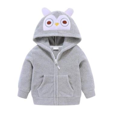 Imagem de Moletom com capuz Mud Kingdom Cute Owl Fleece com zíper completo, cinz