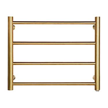 Imagem de Toalheiro elétrico para toalhas, aquecedor de toalhas e escorredor, toalheiro aquecido de aço inoxidável montado na parede, toalheiro aquecido elétrico, dourado, plugue (plugue dourado)