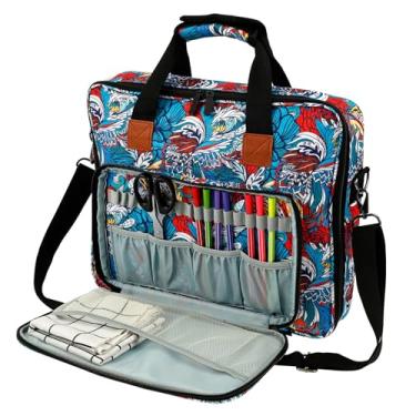 Imagem de Bolsa organizadora de ponto cruz de tecido Oxford de grande capacidade com kit de bordado de vários bolsos bolsa de armazenamento para amantes de ponto cruz de linha de bordado (azul)