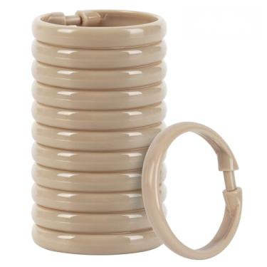 Imagem de Anéis de cortina de chuveiro - pacote com 12 - ganchos de plástico para cortina de chuveiro, anéis em forma de O, que deslizam facilmente na haste de chuveiro do banheiro