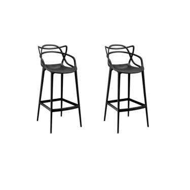 Imagem de Conjunto c/2 Banqueta Allegra Alta Master Preta Cozinha Americana Balcão Polipropileno