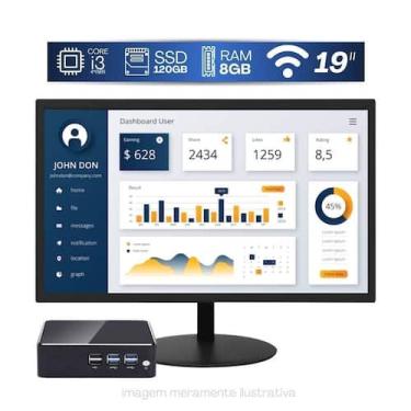 Imagem de Mini pc TOB i3-4012y com 8gb ram com 120gb ssd Wi-fi e Monitor 19 - TO