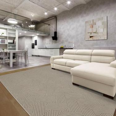 Imagem de Tapetes São Carlos - Tapete Bali Formas | Polipropileno com Textura Rústica e Barras Dobradas | Ideal p/Sala com Visual Artesanal | 0,6cm x 2m x 2,5m