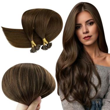 Imagem de RUNATURE Extensões de cabelo marrom com ponta em U 45,7 cm marrom chocolate ponta em U, extensões de cabelo humano de queratina Hot Fusion cabelo humano real liso 50 g 50 fios por conjunto 50 g
