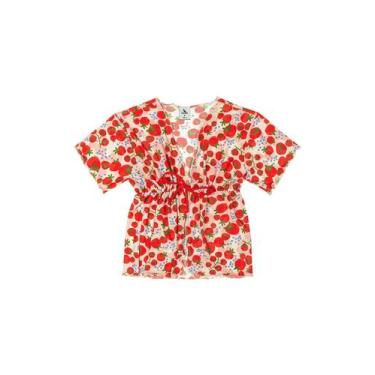 Imagem de Saida de Praia Estampada para Menina Quimby, Bege, 3