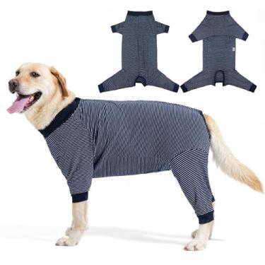 Imagem de LIANZIMAU Traje de recuperação de cirurgia para cães alternativo ao cone com mangas de perna confortável para esterilização neutro, roupa protetora pós-operatória para cães machos, roupas protetoras
