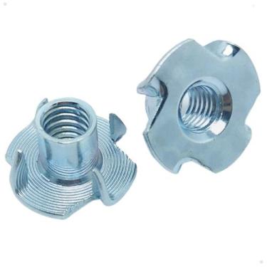 Imagem de Kit 100 Peças Porca Garra 1/4 Zincada Para Cravar em Madeira Pés de Mó