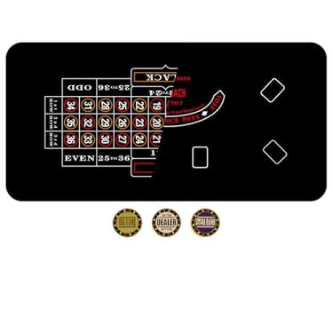 Imagem de FURUISEN Tapete de pôquer de dupla face, 160 cm x 78,7 cm Texas Holdem Poker e tapete de Blackjack reversível, tapete de layout de mesa antiderrapante para jogos em casa, impermeável e fácil de