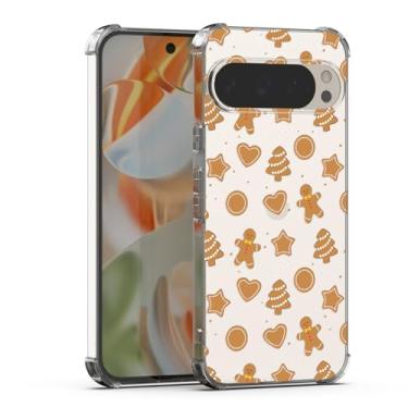Imagem de HixYaxi Capa para celular para Google Pixel 9 Pro Xmas transparente com design de homem de gengibre para crianças meninas TPU macio transparente à prova de choque capa protetora para celular para