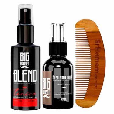 Imagem de Kit Blend Para Barba Óleo Hidratante Pente Curvo Big Barber