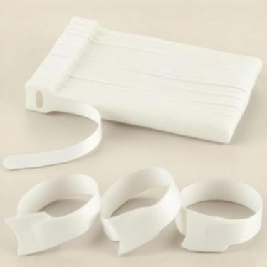 Imagem de Organizador de abraçadeiras multiuso reutilizável com gerenciamento de cabos ajustável em 7 cores, fita de gerenciamento de cabos de tecido de super fibra branca