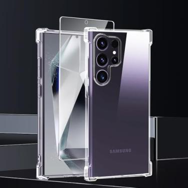 Imagem de Capa de telefone compatível com Galaxy S24 Ultra [proteção de câmera] com 1 pacote de protetor de tela, compatível com MagSafe, capa de proteção de grau militar - transparente