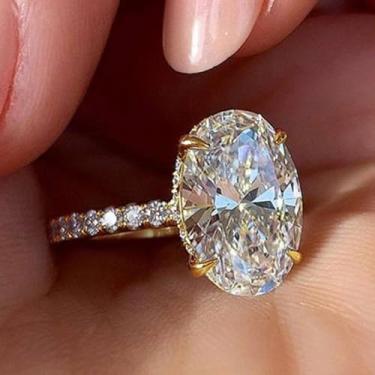 Imagem de Anéis de compromisso femininos temperamentais com zircônia oval brilhante, acessórios de aliança de casamento luxuosos, 10, Latão, Zircônia cúbica