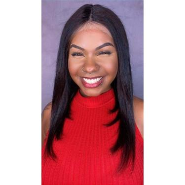 Imagem de Peruca Lace Front Cabelo Humano Carly 4165 - 40 cm Castanho Escuro - C