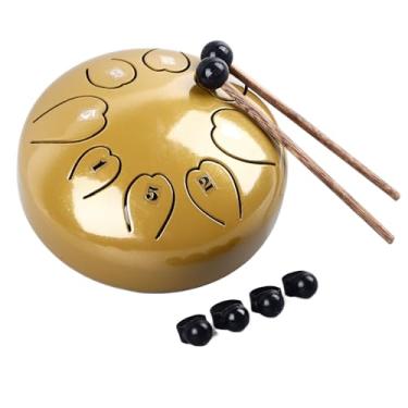 Imagem de RiToEasysports Tambor de Língua de Aço Worry Ativa o Tambor Handpan de Criatividade para Entretenimento 8 Nota (Amarelo)