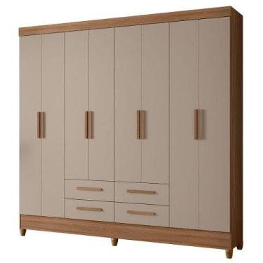 Imagem de Guarda Roupa Casal 8 Portas 204 Cm Florida Carvalho Fendi Moval Carval