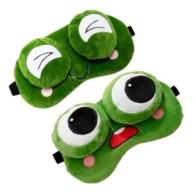 Imagem de Máscara de Dormir 3D Sapo Verde em Pelúcia Design Infantil Bloqueio de Luz Alça Elástica Ajustável Material Macio e Confortável Tamanho Único