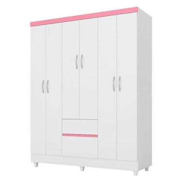 Imagem de Guarda Roupa Infantil Flash 2 Branco Rosa Flex – Demóbile
