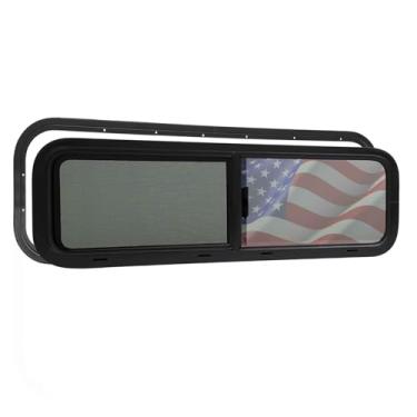 Imagem de Janela de beliche de van RV 83.8 cm x 25.4 cm - lado do motorista, certificado DOT, vidro de privacidade meio deslizante, moldura de alumínio anodizado, proteção UV, fácil instalação de fixação (serve