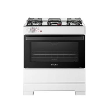 Imagem de Fogão Esmaltec 5 Bocas Ideal Top Mesa Inox Tampa De Vidro Forno 84 Litros Branco T5IAB Bivolt