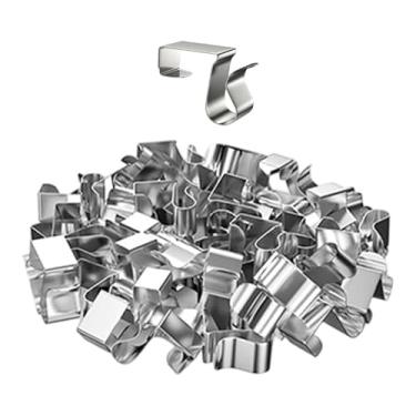 Imagem de Ｂｅｓｇａ Conjunto de 50 Presilhas para Calha para Luzes, Ganchos de aço Compactos e Pequenos para Luminárias, Resistentes às Intempéries, Ideais para Decoração, 1.6 Cm