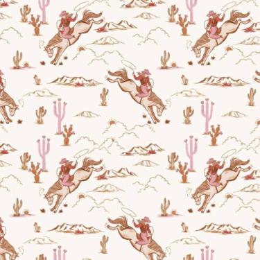 Imagem de Papel de parede Peel and Stick Cute Rodeo Cowgirl Seamless Howdy Cowboy Boots Desert Wall Contact Paper 45 cm x 1,000 cm Revestimento de vinil autoadesivo impermeável para decoração de banheiro e