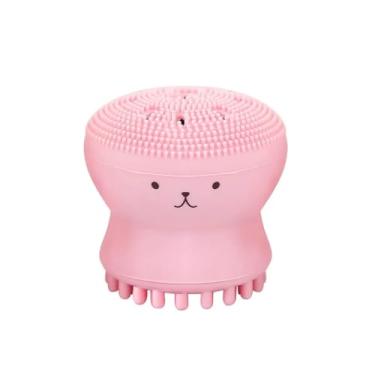 Imagem de Esponja de Limpeza Facial em Silicone, Massageador Formato Polvo, 4.8cm x 4.5cm, Esfoliante Suave para Rosto, Disponível em 5 Cores, Antibacteriano