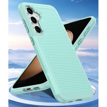 Imagem de Capa para Samsung Galaxy S23 FE de camada dupla protetora leve com traseira texturizada antiderrapante capa de celular militar - Capa protetora protetora resistente e durável à prova de choque (verde)