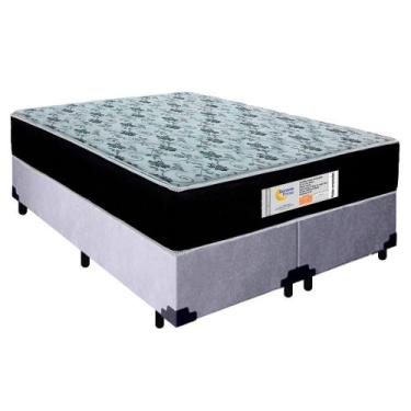 Imagem de Cama Box Queen Bipartido Suede + Colchão Molas Ensacadas Sereneprime S
