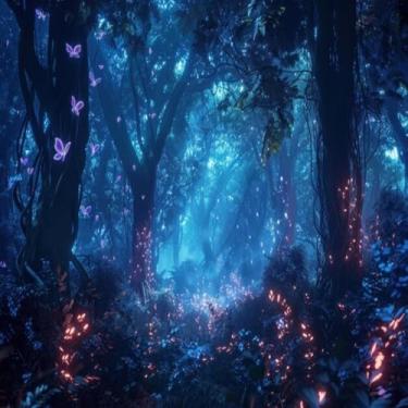 Imagem de Quadro Decorativo Holográfico Floresta com Árvores e Plantas Brilhantes - Arte Moderna para Parede 50x50cm