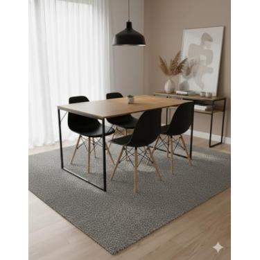 Imagem de Conjunto de Mesa de Jantar Retangular 120x80cm com 4 Cadeiras Modernas – Design Sofisticado e Confortável (Cadeiras Pretas)