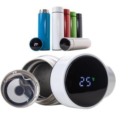 Imagem de Garrafa Térmica em Aço Inox Colors Fresh – 450ml com Display de Temperatura - Disponível nas cores azul, branco, preto, prata, verde e vermelho.